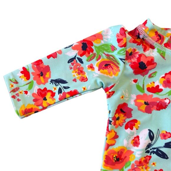 Ruffle Butts Painted Flowers Long Sleeve One-Piece Rashguard Swimsuit Size 0-3 M - Picture 4 of 8